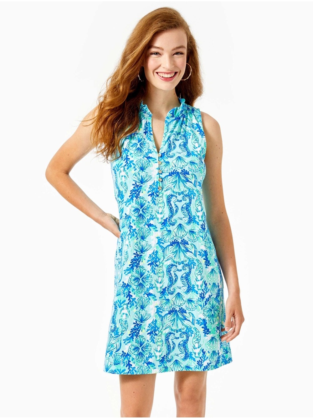 Lilly Pulitzer Azlynn Dress Sea Glass Aqua Seeing Double Mermaid XS